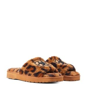 Leopard Print Fuzzy Slippers Ariat Size 8